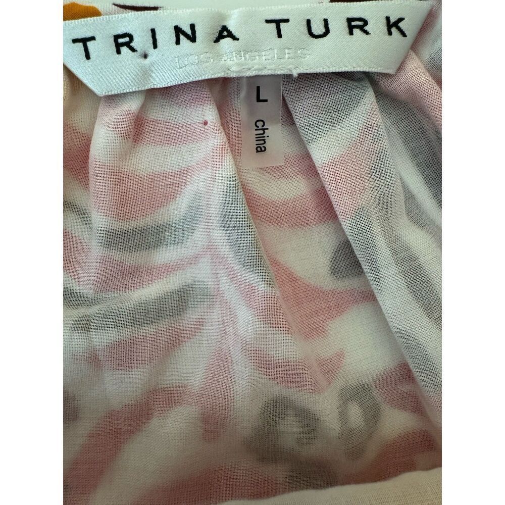 Trina Turk Tangier Oversized Cotton Dress Size L Multi Color Floral Print Beachy - Picture 4 of 4
